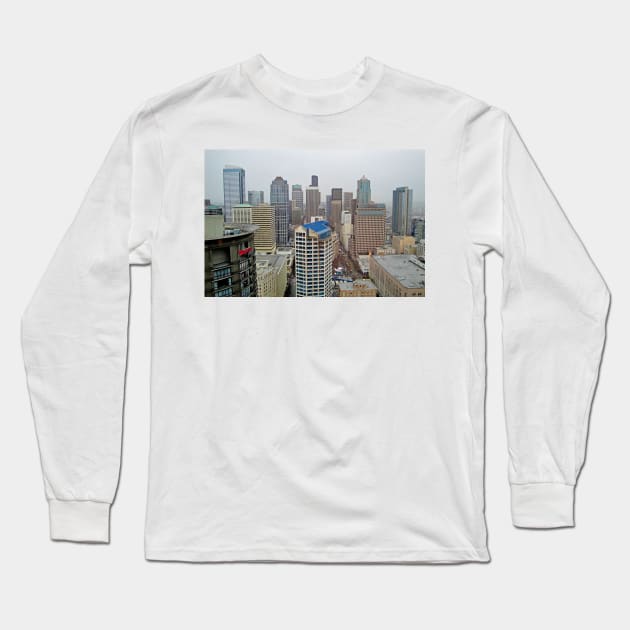 Seattle Skyline circa 2010 Long Sleeve T-Shirt by bobmeyers